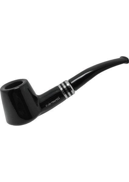 Siyah Parlak Sandalwood Bilezikli Ahşap Pipo RC98