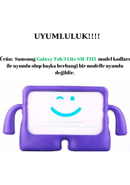Samsung Galaxy Tab 3 Lite SM-T113 ile Uyumlu Silikon Kollu Çocuklar Için Tablet Kılıfı