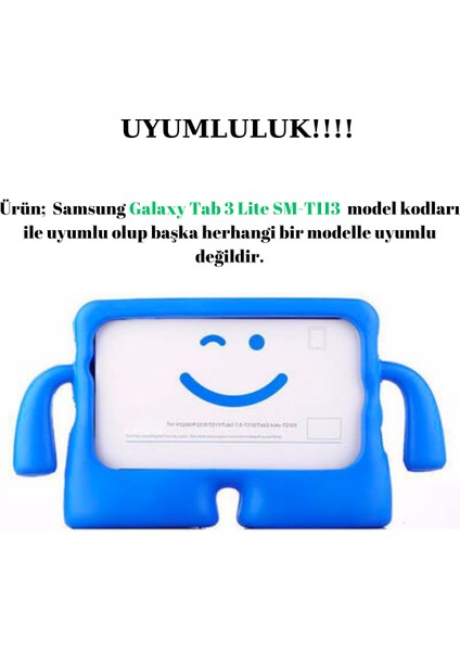 Samsung Galaxy Tab 3 Lite SM-T113 ile Uyumlu Silikon Kollu Çocuklar Için Tablet Kılıfı