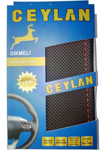 Oto Direksiyon Kılıfı Noktalı Kırmızı Dikişli