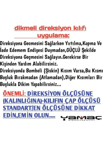 Direksiyon Kılıfı Deri Dikişli Yumuşak Kokusuz Dikmeli Düz - Kırmızı fırsatları