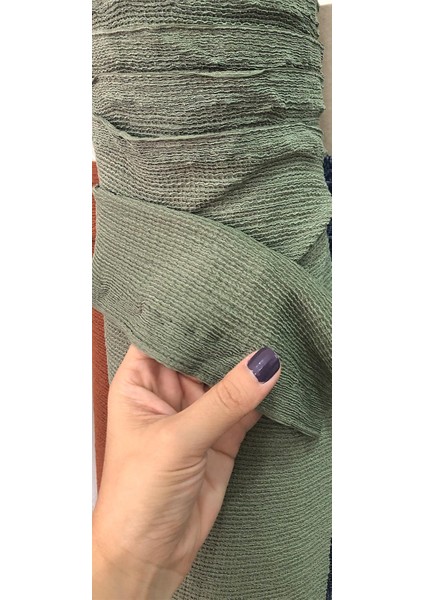 Örme Bürümcük Kumaş Likralı Çift En Haki Renk ( Crop-Bluz-Pantolon-Elbise Vs)