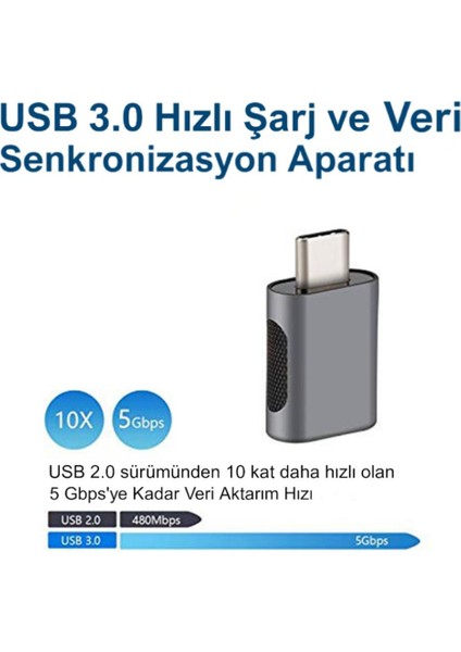 Usb3.0 To Type C Çevirici Dönüştürücü Otg Adaptör Lva-Otgcm 2 Adet