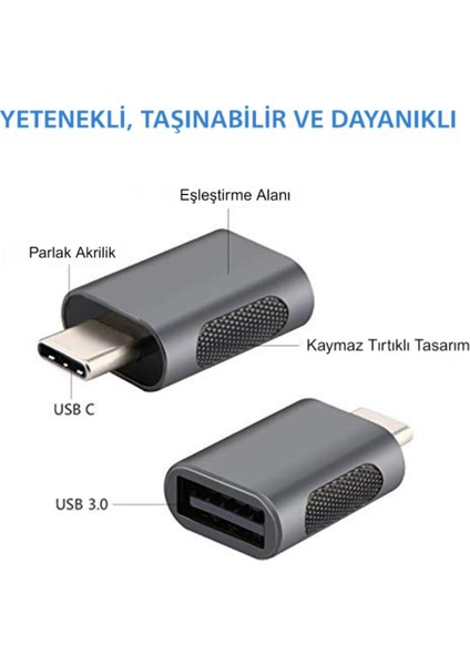 Usb3.0 To Type C Çevirici Dönüştürücü Otg Adaptör Lva-Otgcm 2 Adet