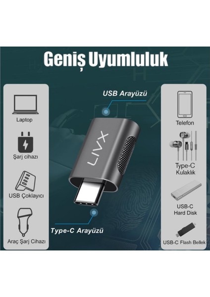 Usb3.0 To Type C Çevirici Dönüştürücü Otg Adaptör Lva-Otgcm 2 Adet