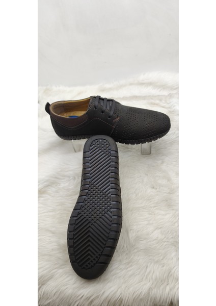 Çiğdem Gerçek Deri Siyah Nubuk Lazer Kesim Erkek Ayakkabı (Aylp) - Siyah - 41 - ST02625-13315