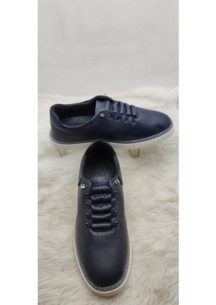 Çiğdem Gerçek Deri Lacivert Lastik Bağlı Erkek Ayakkabı (Gos 1071 ) - Lacivert - 41 - ST02621-13291