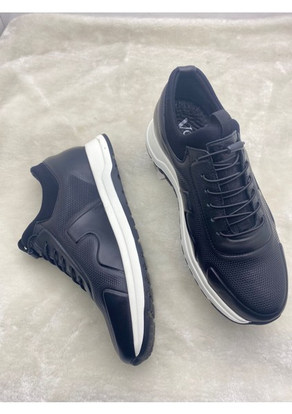 5333-1 Hakiki Deri Erkek Spor Ayakkabı - Siyah - 44 - ST02193-SİYAH-44