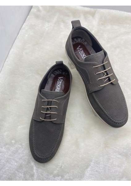 6206 Hakiki Nubuk Deri Erkek Günlük Ayakkabı - Bej - 40 - ST02152-BEJ-40