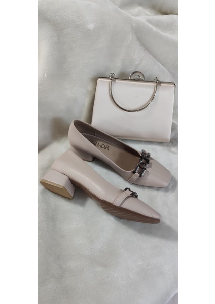 Ten Zincir Tokalı Kalın Ökçe Kadın AyakkabıBhdr A4A Ten 38 ST02601-13181