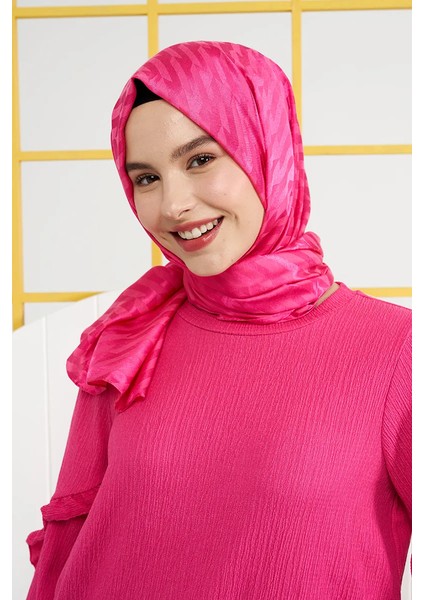 Ipeksi Jakar Italyan Şal Origami Desen - Barbie Pembesi