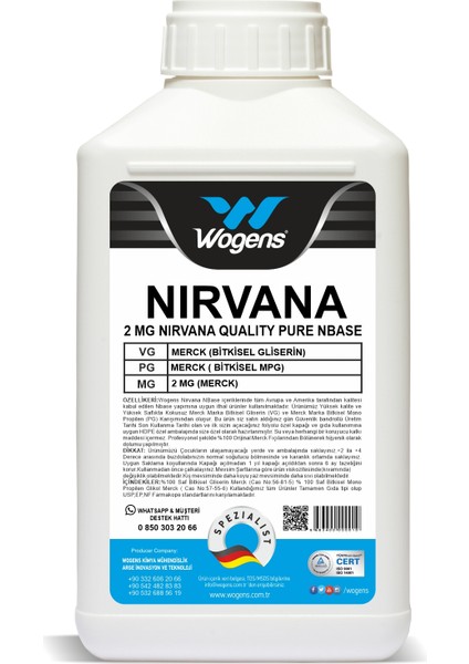 500 ml  Nirvana 3m Merck  Saf Gliserin Propilen Glikol Vg Pg Base Nbase 2 Mg