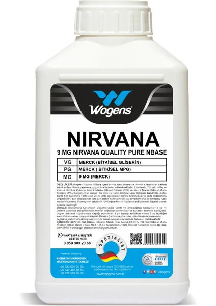 500 ml  Nirvana 3m Merck  Saf Gliserin Propilen Glikol Vg Pg Base Nbase 9 Mg