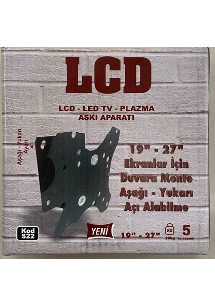 Tv Askı Aparatı S 22 Mini Kare 19 Inç Monitör Için 12X12 cm