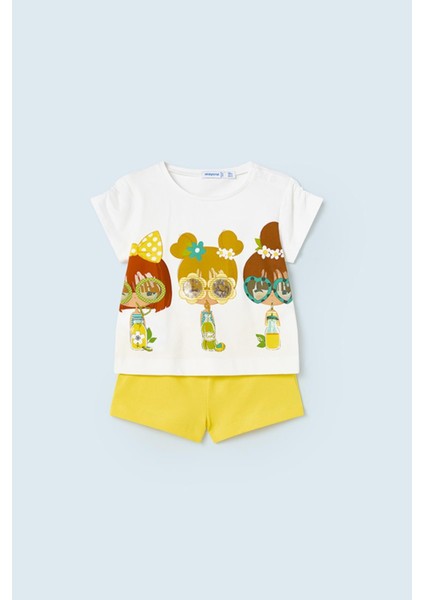 12-36 Ay Kız Bebek Şort Takım Sarı