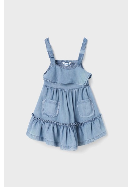 12-36 Ay Kız Bebek Lyocell Denim Dökümlü Elbise Lacivert fiyatları
