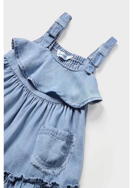 12-36 Ay Kız Bebek Lyocell Denim Dökümlü Elbise Lacivert fırsatları