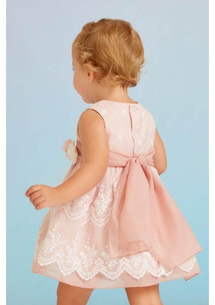 12-36 Ay Kız Bebek Organze Elbise Pembe