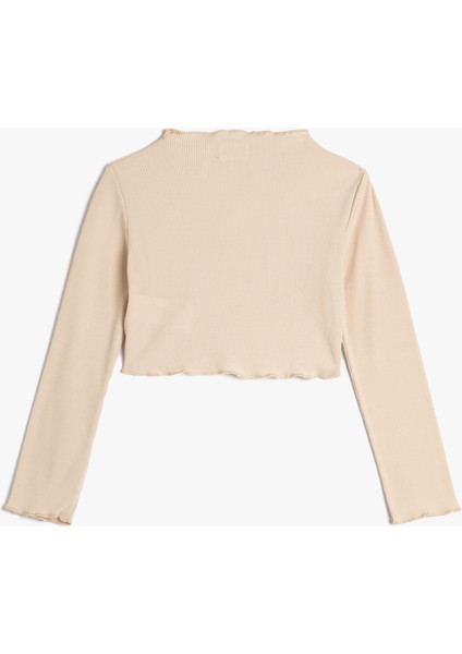 Crop Tişört Uzun Kollu Dik Yaka Kaşkorse fiyatları
