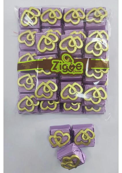 Kalın Madlen Çift Kalp Dekorlu Spesial Çikolata 1000GR.