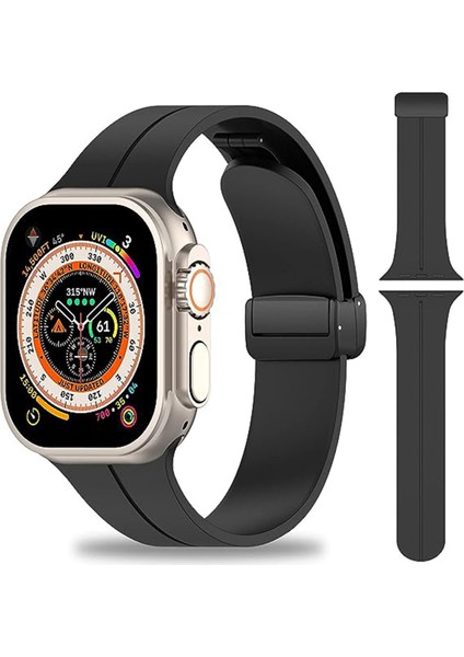 Apple Watch 44MM Su Geçirmez Silikon Spor Kordonu, Kolay Takma/çıkarma, Metal Manyetik özellikli