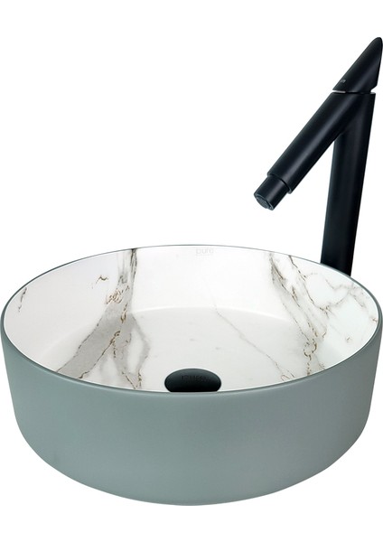 Faralya Mat Grı Calacatta Çanak Lavabo MR-119