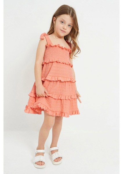 2-9 Yaş Kız Çocuk Askılı Elbise Somon fiyatları
