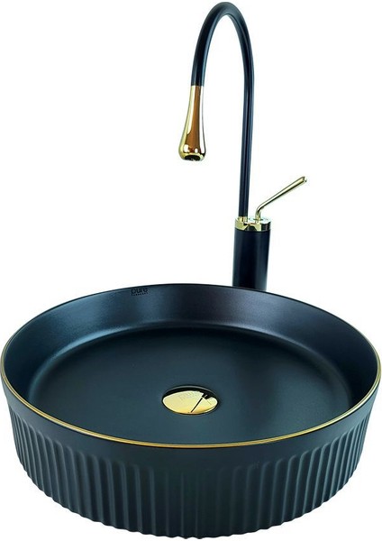 Mat Sıyah Gold Çanak Lavabo BG-309