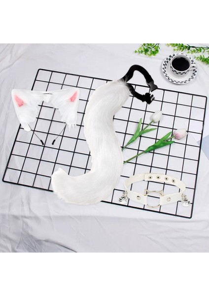 Peluş ve Kuyruk Seti Çocuklar Yetişkin Cadılar Bayramı Giydirme Cosplay Beyaz Boyut (Yurt Dışından) fırsatları