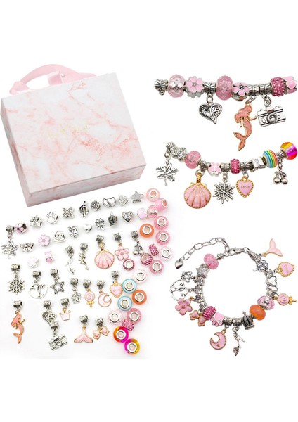 Dıy Cazibe Bilezik Kızlar Için Takı Takımları Yapma Gençler Diy Craft , 4.5 x 4.72X 1.97 Inç Pembe (Yurt Dışından)