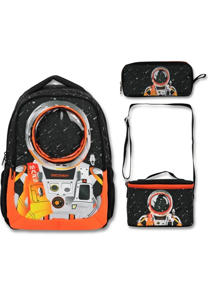 Famebag-Ümit Çanta Lisanslı Erkek Astronot Okul Sırt Çantası -Beslenme ve Kalemlik Çantası Seti