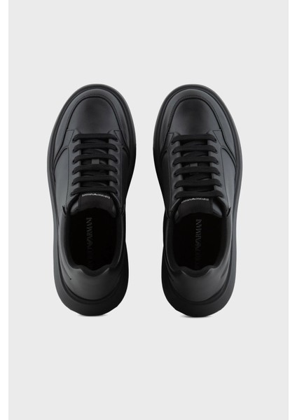 Logolu Deri Sneaker Ayakkabı Erkek Ayakkabı X4X633 XM964 K001