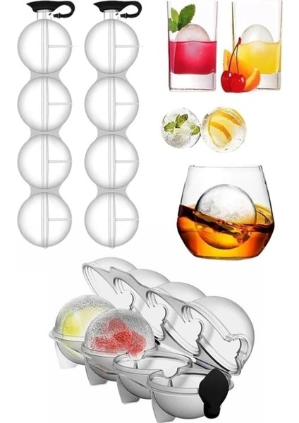 Pratik 4'lü Top Buz Kalıbı Sihirli 4'lü Küre Buz Kalıbı Sihirli Buz Kalıbı
