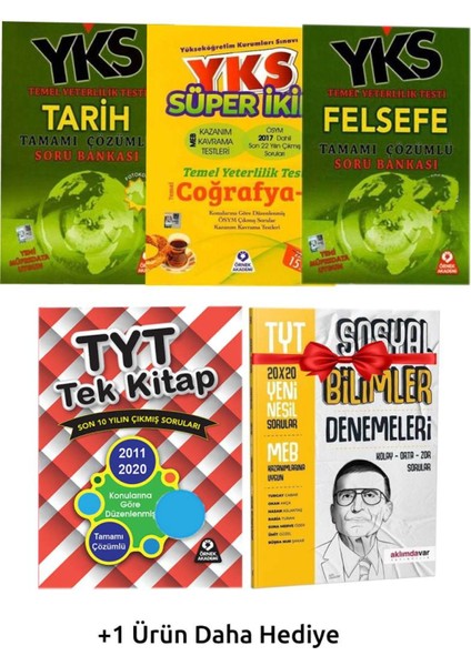 Örnek YKS Tarih Soru Bankası+Coğrafya Süper Ikili+Felsefe Soru B+TYT Çıkmış Sorular+Hediyeler