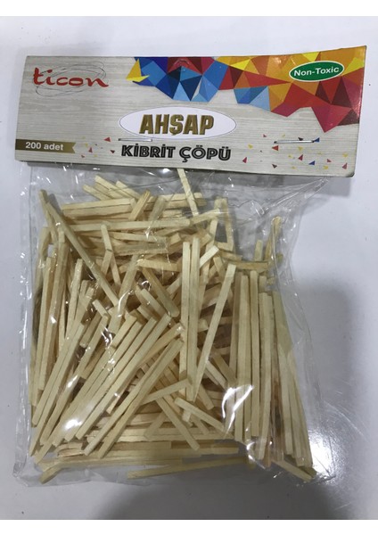 Ahşap Kibrit Çöpü Renksiz 200 Adet ( +5 -5 )