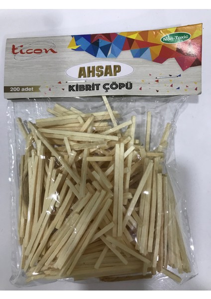 Ahşap Kibrit Çöpü Renksiz 200 Adet ( +5 -5 )