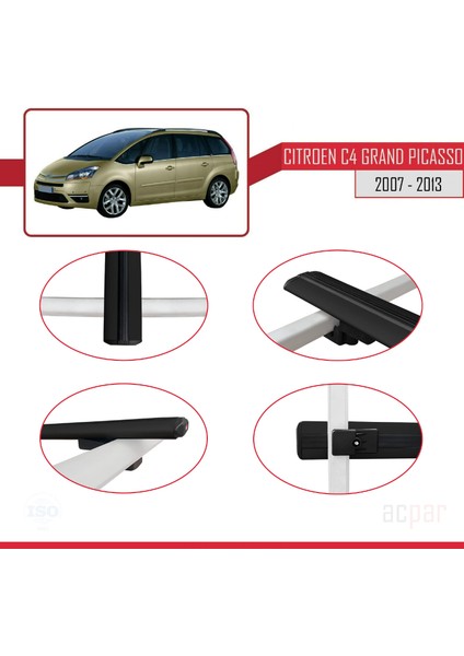 Citroen C4 Grand Picasso 2007-2013 Arası ile Uyumlu Basıc Model Ara Atkı Tavan Barı Siyah fırsatları