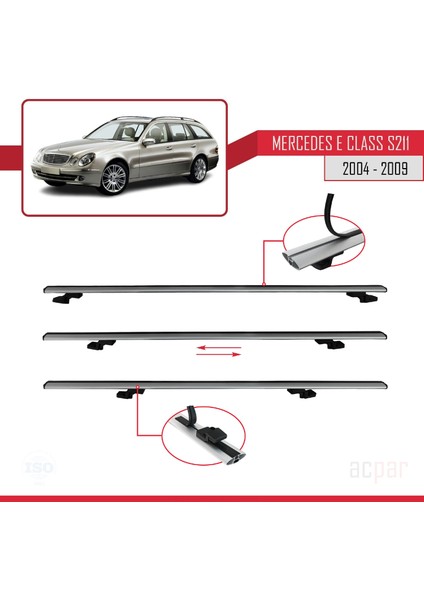Mercedes E Class S211 2004-2009 Arası ile Uyumlu Basıc Model Ara Atkı Tavan Barı Gri indirimleri