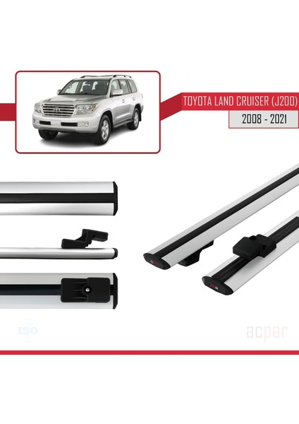 Toyota Land Cruiser (J200) 2008-2021 Arası ile Uyumlu Basıc Model Ara Atkı Tavan Barı Gri modelleri