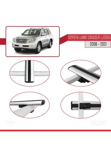Toyota Land Cruiser (J200) 2008-2021 Arası ile Uyumlu Basıc Model Ara Atkı Tavan Barı Gri fırsatları