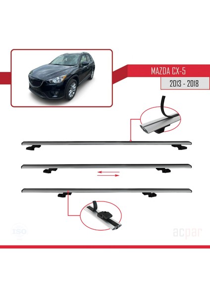 Mazda Cx-5 2013-2018 Arası ile Uyumlu Basıc Model Ara Atkı Tavan Barı Gri indirimleri