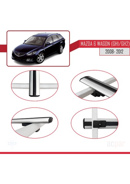 Mazda 6 Wagon (Gh1/gh2) 2008-2012 Arası ile Uyumlu Basıc Model Ara Atkı Tavan Barı Gri fırsatları