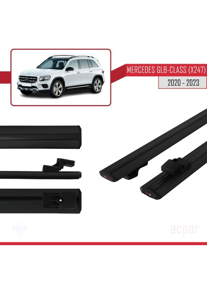Mercedes Glb-Class (X247) 2020 ve Sonrası ile Uyumlu Basıc Model Ara Atkı Tavan Barı Siyah