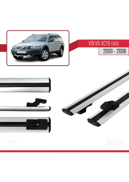 Volvo XC70 (Au) 2000-2008 Arası ile Uyumlu Basıc Model Ara Atkı Tavan Barı Gri