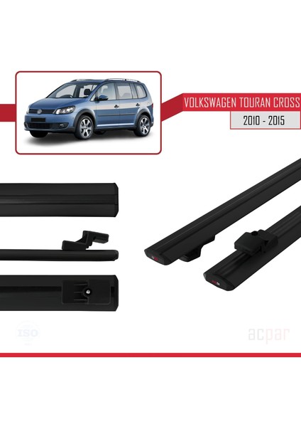 Volkswagen Touran Cross 2010-2015 Arası ile Uyumlu Basıc Model Ara Atkı Tavan Barı Siyah modelleri