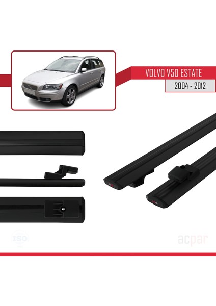 Volvo V50 Estate 2004-2012 Arası ile Uyumlu Basıc Model Ara Atkı Tavan Barı Siyah modelleri