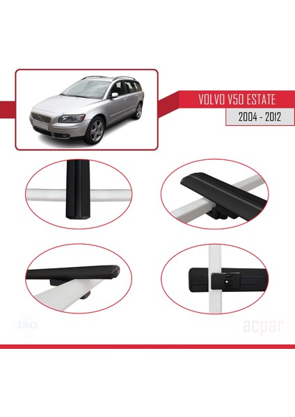 Volvo V50 Estate 2004-2012 Arası ile Uyumlu Basıc Model Ara Atkı Tavan Barı Siyah fırsatları