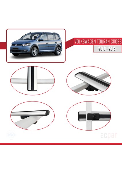 Volkswagen Touran Cross 2010-2015 Arası ile Uyumlu Basıc Model Ara Atkı Tavan Barı Gri fırsatları