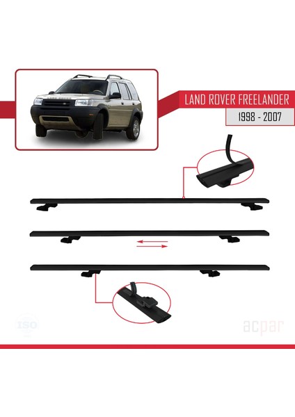 Land Rover Freelander 1998-2007 Arası ile Uyumlu Basıc Model Ara Atkı Tavan Barı Siyah