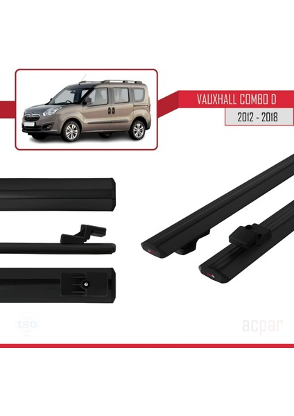 Vauxhall Combo D 2012-2018 Arası ile Uyumlu Basıc Model Ara Atkı Tavan Barı Siyah modelleri